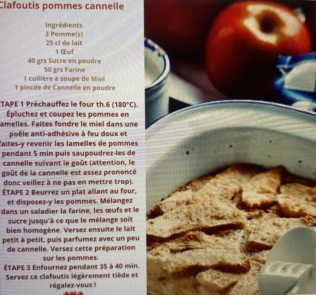 Clafoutis pommes cannelle Colmar